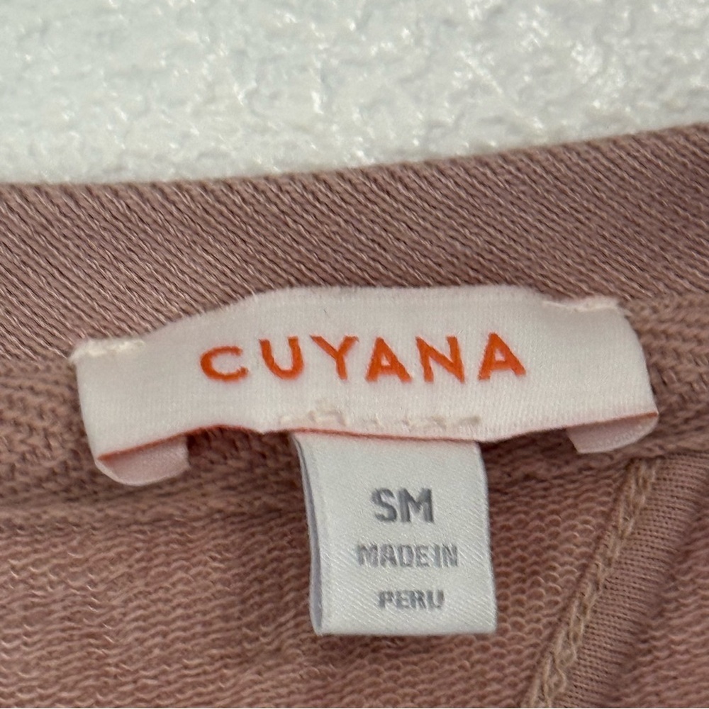 Cuyana French Terry Midi Dress Pima Cotton Blend Long Sleeve Blush Pink S: Small - Picture 2 of 8